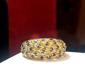 ANELLO VINTAGE ESTATE 14K ZAFFIRO BLU NATURALE FASCIA CUPOLA FIRMATO PD MISURA 4,5 GRS - Foto 1 di 13