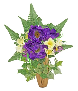 CRYPT / MAUSOLEUM Bouquet of Peony Daisy plus IVY for Presentation in Remembranc - Picture 1 of 7