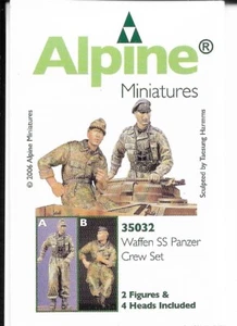 Alpine Mins 35032 German WSS Panzer Crew 2 fig set WW2 1/35th Unpainted kit - Picture 1 of 2