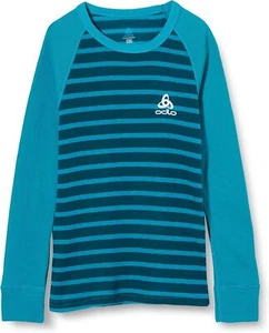 Odlo Kids Active Warm Baselayer Long Sleeve Ski Undershirt, Blue, 116 - Picture 1 of 4