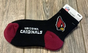 Brand New Boys Arizona Cardinals Nice Ankle High Black/Maroon Socks Ages 6-10 - Picture 1 of 3