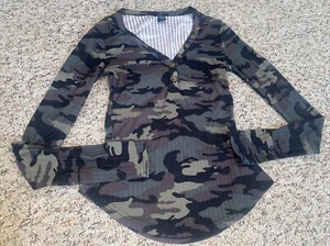 Rue21 Button Shirt Womans Size S Green ARMY long Sleeve - Picture 1 of 6