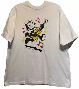 T-shirt rara chitarra vintage anni '90 Felix The Cat World Tour L punto singolo - Foto 1 di 9