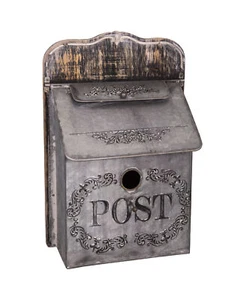 Distressed Grey French Mail Letter Post Box Vintage Shabby Chic Style Holder  - Picture 1 of 1