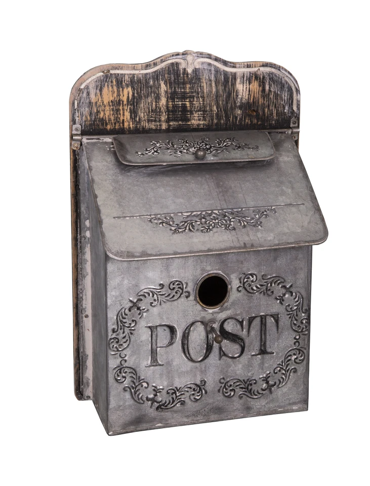 Distressed Grey French Mail Letter Post Box Vintage Shabby Chic Style Holder  - Image 1 of 1