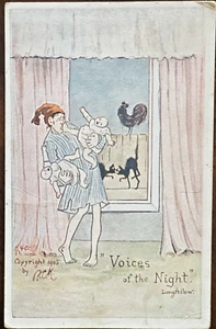 c1905 Artist Postcard “Voices of the Night” Longfellow, Father awakened by Twins - Imagen 1 de 2