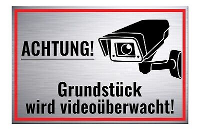 Schild Achtung Grundstück Wird Videoüberwacht | Videokamera | Überwachungskamera • 8.99€