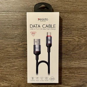 USB-A To C Braided 18W Fast Charge iPhone Tablet Android Laptop Data Cable - Picture 1 of 10