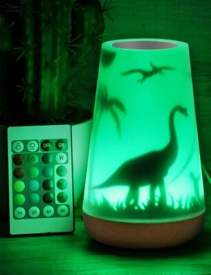 Night Light for Kids Bedside Table LED RGB Light Dinosaur Dino USB Touch Animals - Image 1 of 4