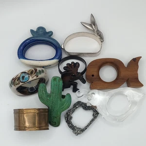 Ken Edwards Wanda Scruby & Others Set Of 9 Napkin Rings All Different - Picture 1 of 11