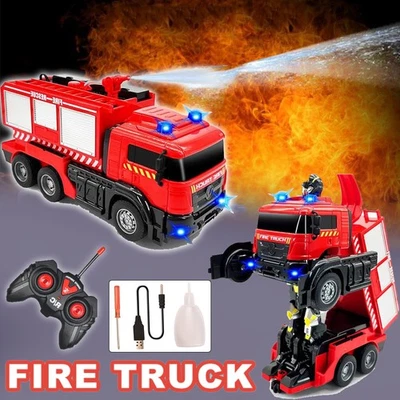 2 in 1 LKW Feuerwehrauto Transforming Auto Roboter Transporter Kinder Spielzeug - Bild 1 von 4