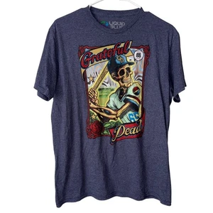 Grateful Dead Liquid Blue Baseball Skeleton T-Shirt Size L - Picture 1 of 5
