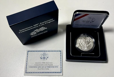 2007 Jamestown 400th Anniversary Commemorative Proof Silver Dollar W/Box &COA - Image 1 of 3