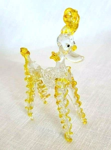 Vintage glass poodle dog clear yellow spun blown detailed miniature collectible - Picture 1 of 8