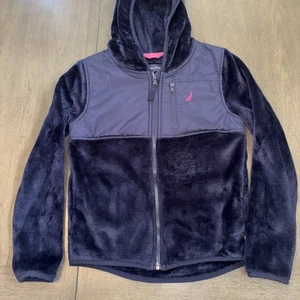 NAUTICA Full Zip Up Valour Jacket Girls Medium 8/10 Hoodie Navy Blue Trendy - Picture 1 of 6