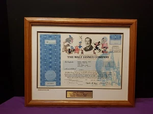 Seltenes Walt Disney Company Aktien Aktienzertifikat 2002 Original eine Aktie gerahmt - Bild 1 von 12