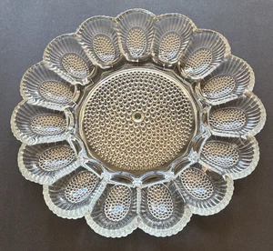 DEVILED EGG 11" PLATE PLATTER RELISH TRAY CLEAR INDIANA GLASS HOBNAIL SMOOTH EUC - Picture 1 of 8