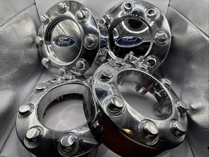 Set of 4 Ford F250 F350 SRW OEM Wheel Center Rim Cap Hub Cover 8 Lug CHROME - Picture 1 of 9