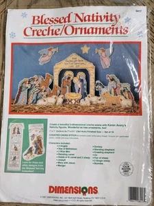 1991 Dimensions Blessed Nativity Creche Ornaments Counted Cross Stitch #8417 New - Picture 1 of 4