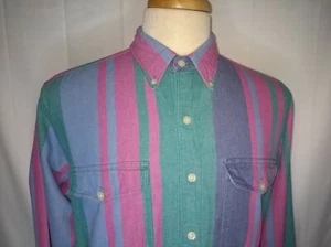Ralph Lauren Chaps Country Cotton Shirt Men's M Striped Long Sleeve Button Up - Picture 1 of 8