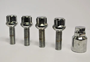 Set di 4 bulloni ruota di bloccaggio (Argento) filo M14 x 1,5, 45 mm - Foto 1 di 2
