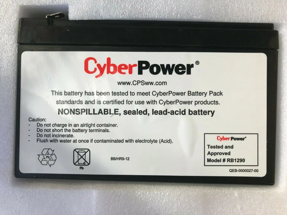 CyberPower - RB1290 - 9Ah 12V DC UPS Replacement Battery Cartridge - Image 1 of 4