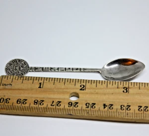 Vintage St/Silber 925 Löffel Mexiko Azteken Kalender Gewürz Souvenir 3 3/8'' 5gr - Bild 1 von 6