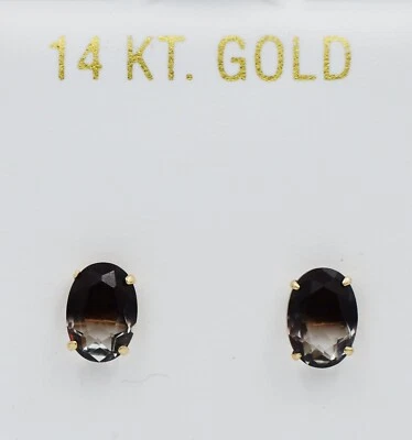 LAB CREATED 1.82 Cts TOURMALINE STUD EARRINGS 14K SOLID GOLD - Made in USA - NWT - Image 1 of 4