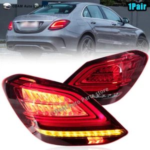 Pair For Mercedes Benz C-Class W205 C180 2015-2020 LED Taillight Turn Signal - Picture 1 of 24