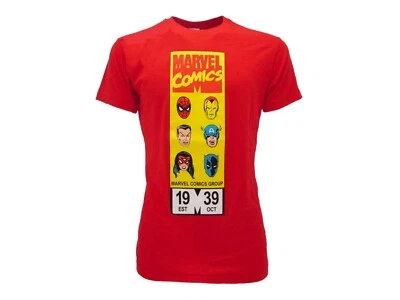T-shirt Marvel Comics rossa 1939 Vintage originale ufficiale maglia logo Foto 1 de 2