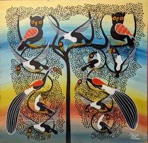 J. Mimus OWLs WHITEBREASTEDs and RED-WINGED LONGTAILs on Board 2' x2' TingaTinga - Picture 1 of 1