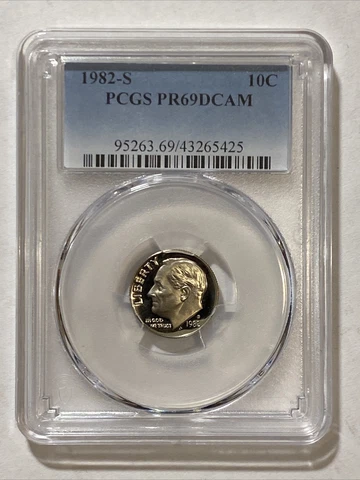 1982-S 10C Roosevelt Dime  PCGS PR69DCAM Cover