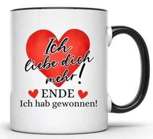 Tasse Ich liebe dich mehr - Geschenk Jahrestag Kaffeetasse Mann Frau Herz - Bild 1 von 4