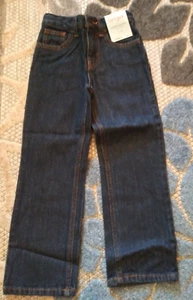 Cat & Jack Size 5 Slim Relaxed Jeans Adjustable Waist Straight Leg Dark Blue New - Picture 1 of 6