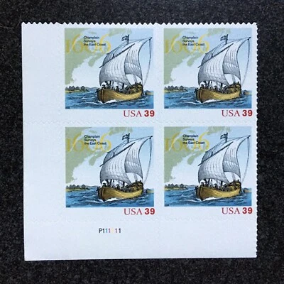 2006USA #4073 39c Samuel de Champlain- Plate Block of 4 Mint (P111111) - Image 1 of 3