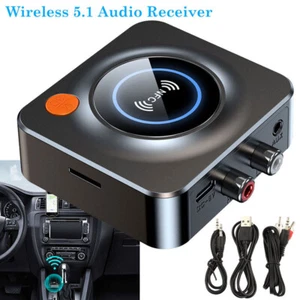 Bluetooth 5.1 Audio Receiver Wireless 3.5mm AUX NFC to 2RCA Jack Stereo Adapter - Picture 1 of 21