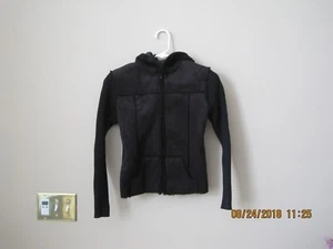 Sag was? USA Wildlederimitat/Pullover Reißverschluss vorne schwarz Jacke mit Kapuze; Mädchen L - Bild 1 von 10