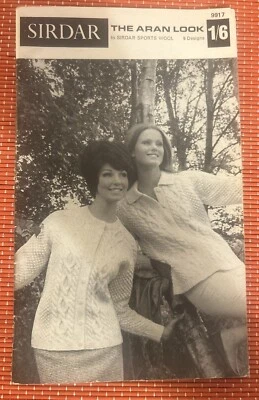 9 MENS WOMENS KIDS ARAN JUMPER CARDIGAN JACKET VTG KNITTING PATTERN BOOK S9917 - Image 1 of 4