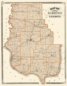 Mapa histórico del condado - Harrison County Indiana - Baskin 1876 - 23 x 29,31 - Imagen 1 de 20