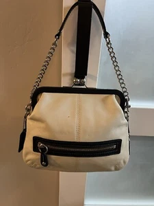 Coach 2008 Bonnie Kisslock White Full Grain Leather Bag With Chain Strap NWT - Picture 1 of 15