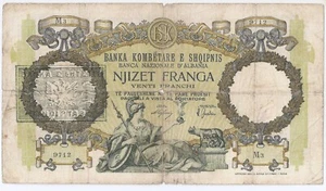 Albania 20 franga ND (1945), Italian occupation, Overprint - Picture 1 of 2