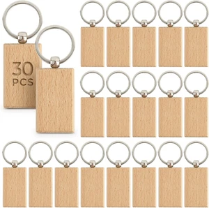 , Blank Wooden Key Chain Wood Keychain Key Ring Key Tags Personalized EDC or Bes - Picture 1 of 7