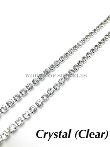 2 Metros 6mm Cuerda de Cadena Borde Estrás Diamante Plata Cristal Collar Costura - Imagen 1 de 1