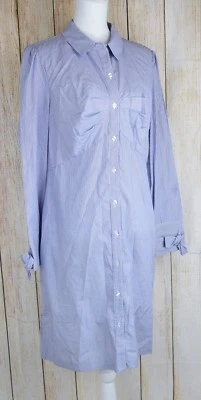 Camisa ECI Bow Cuff listrada ferrovia botão frontal mangas compridas azul marinho tamanho 10 - Imagem 1 de 4