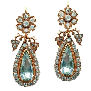 Cubic Zircon 925 Silver Blue Topaz Dangle Earrings Woman's Earrings Gift Her - Picture 1 of 2