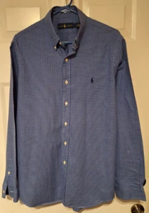 Ralph Lauren camicia uomo grande abbottonata blu a quadri blu pony logo preppy - Foto 1 di 6