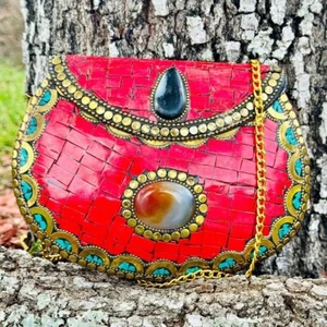 🌟Boho Mosaik Stein Clutch Taschen - Handarbeit Kunst zum Tragen!🌟 - Bild 1 von 3