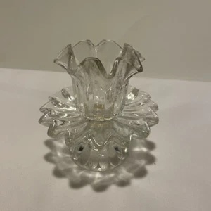 1 Vintage Party Lite Ruffled Crystal Votive Or Tealite Candle Holder M4 - Picture 1 of 5