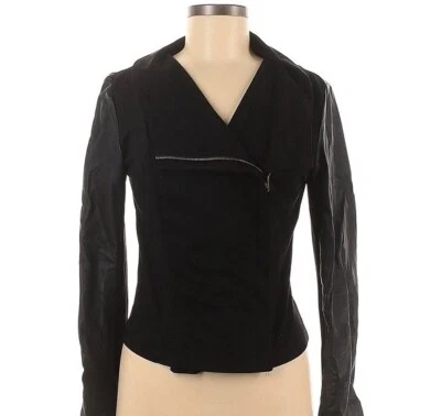 Chaqueta de moto Romeo & Juliet Couture para mujer negra imitación gamuza y cuero talla S Foto 1 de 4