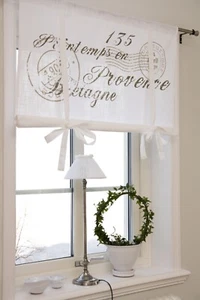 Raff Gardine NICE SAND 100 x 100 cm BxL(H)  Rollo  Weiß Landhaus Vintage Shabby - Bild 1 von 10